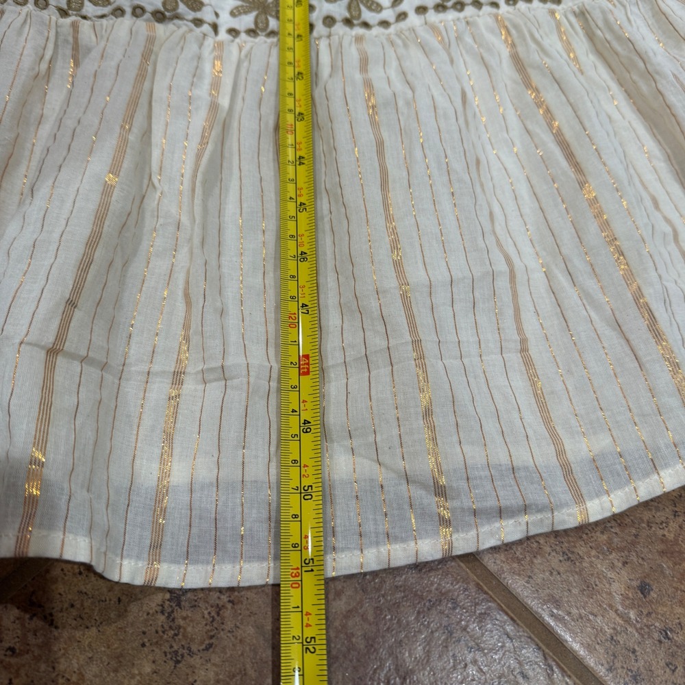 Dress Naoo Floral Embroidered Cotton Tiered Maxi Dress Large L‎ Cream Boho Beach - Picture 6 of 11